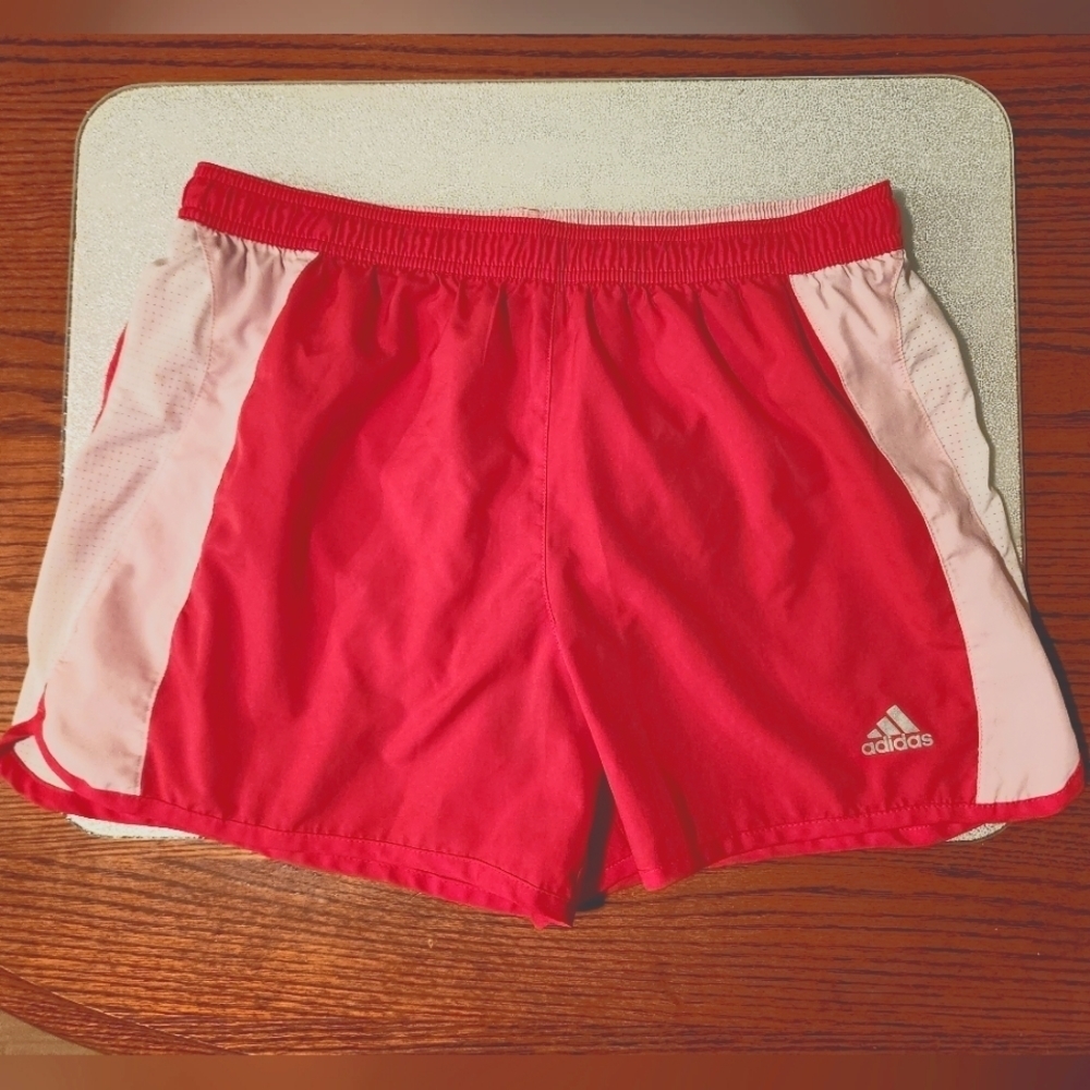 Adidas hot pink and baby pink athletic running shorts size medium